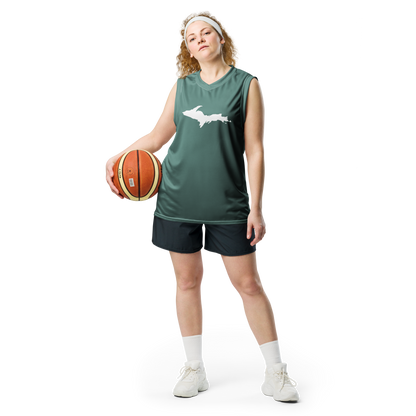 Michigan Upper Peninsula Basketball Jersey (w/ UP Outline) | Unisex - Copper Green