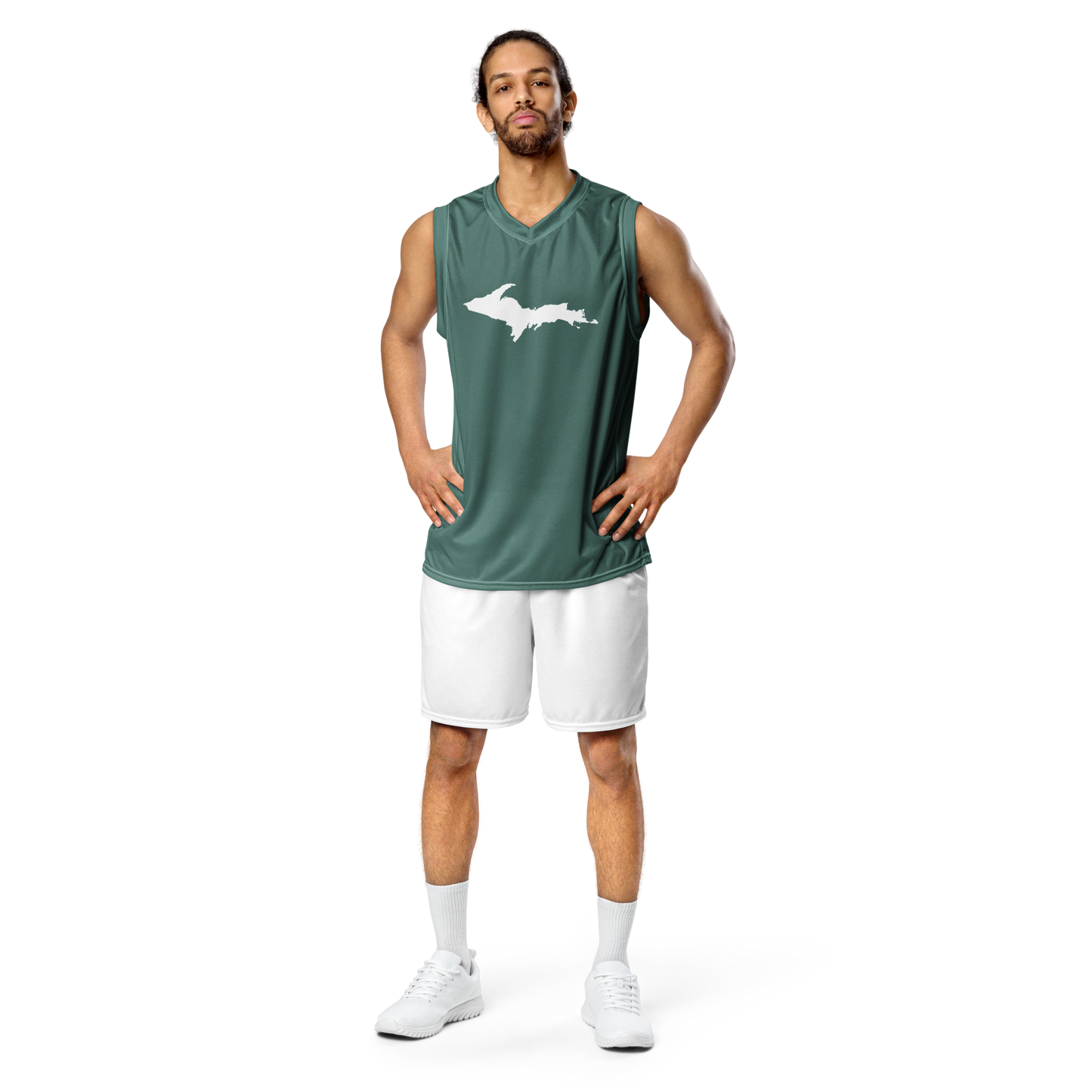 Michigan Upper Peninsula Basketball Jersey (w/ UP Outline) | Unisex - Copper Green