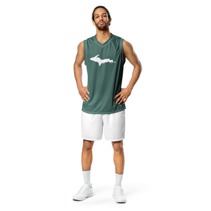 Michigan Upper Peninsula Basketball Jersey (w/ UP Outline) | Unisex - Copper Green