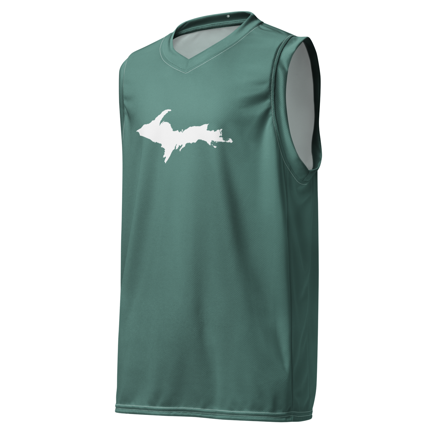 Michigan Upper Peninsula Basketball Jersey (w/ UP Outline) | Unisex - Copper Green