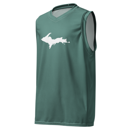 Michigan Upper Peninsula Basketball Jersey (w/ UP Outline) | Unisex - Copper Green