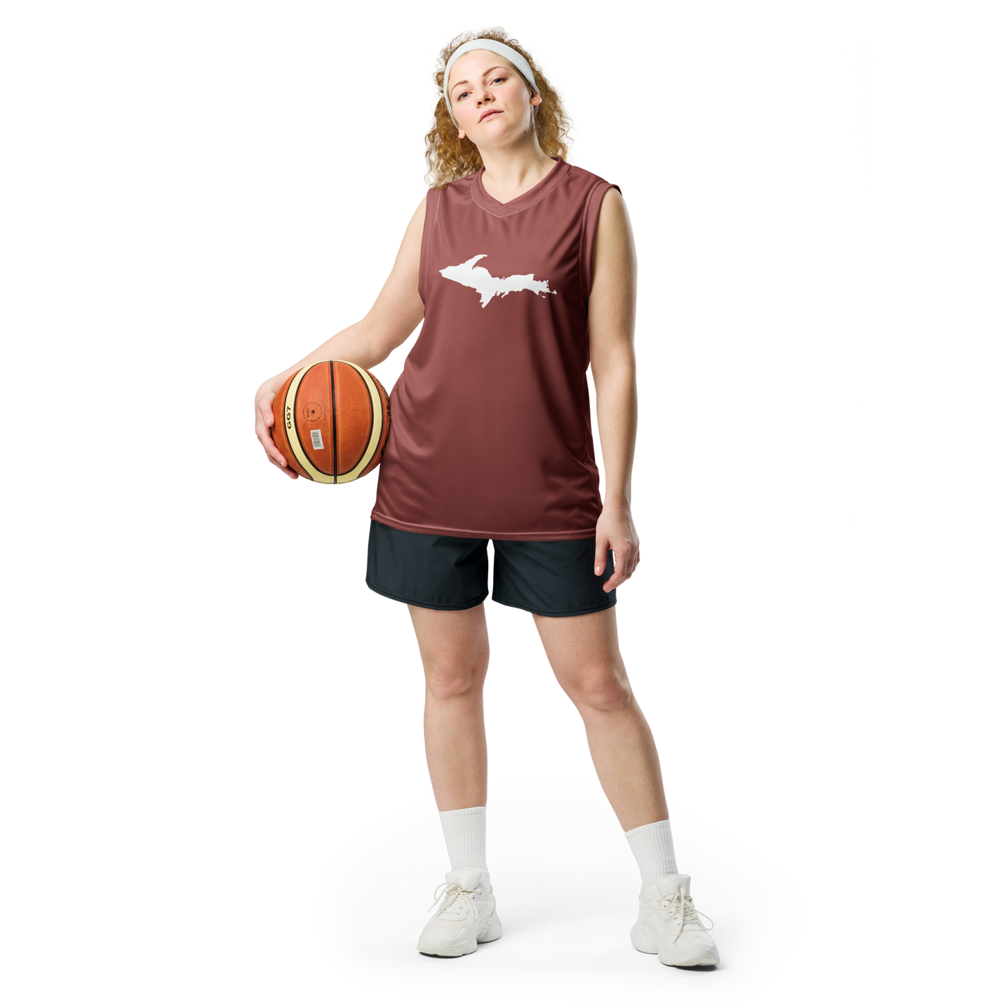 Michigan Upper Peninsula Basketball Jersey (w/ UP Outline) | Unisex - Ore Dock Red