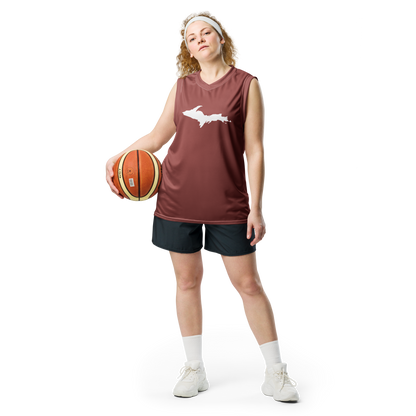 Michigan Upper Peninsula Basketball Jersey (w/ UP Outline) | Unisex - Ore Dock Red