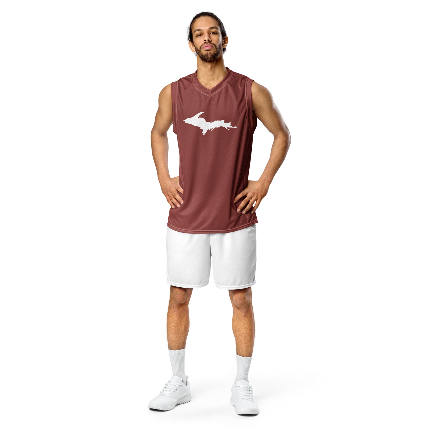 Michigan Upper Peninsula Basketball Jersey (w/ UP Outline) | Unisex - Ore Dock Red