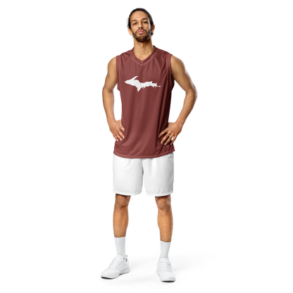 Michigan Upper Peninsula Basketball Jersey (w/ UP Outline) | Unisex - Ore Dock Red