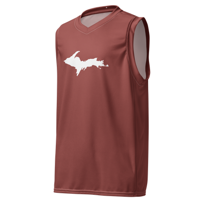 Michigan Upper Peninsula Basketball Jersey (w/ UP Outline) | Unisex - Ore Dock Red