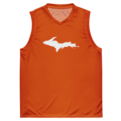 Michigan Upper Peninsula Basketball Jersey (w/ UP Outline) | Unisex - Maple Leaf Orange