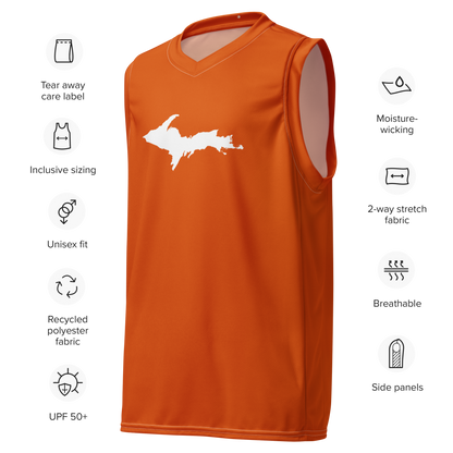 Michigan Upper Peninsula Basketball Jersey (w/ UP Outline) | Unisex - Maple Leaf Orange