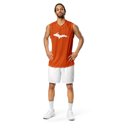 Michigan Upper Peninsula Basketball Jersey (w/ UP Outline) | Unisex - Maple Leaf Orange