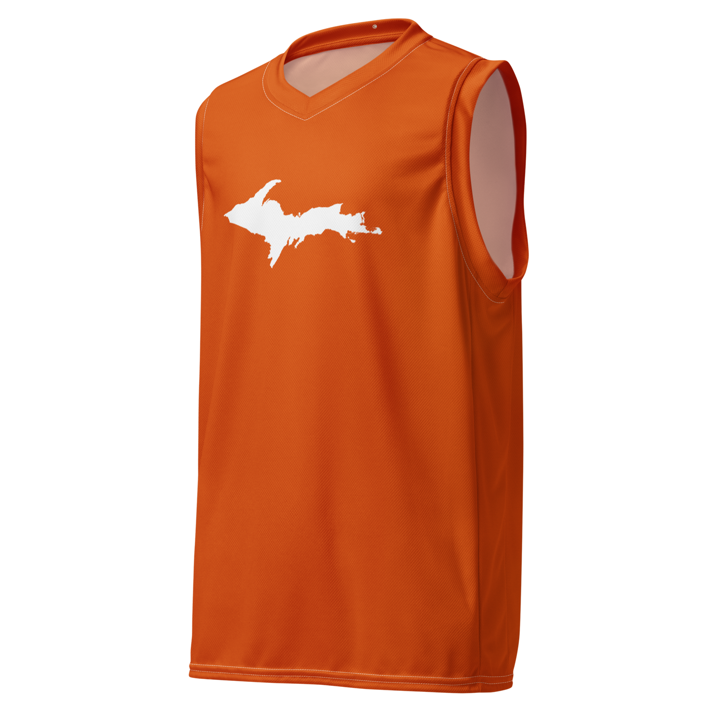 Michigan Upper Peninsula Basketball Jersey (w/ UP Outline) | Unisex - Maple Leaf Orange