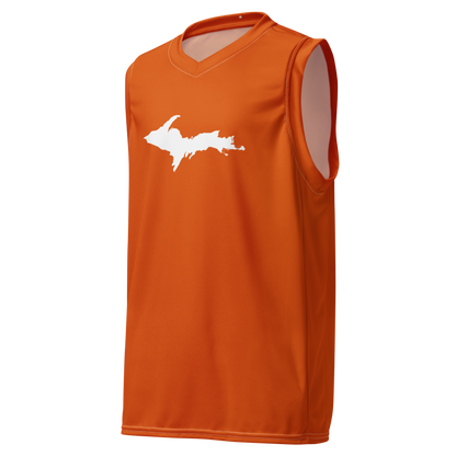 Michigan Upper Peninsula Basketball Jersey (w/ UP Outline) | Unisex - Maple Leaf Orange