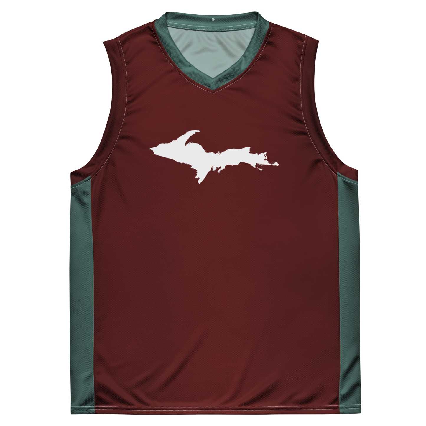 Michigan Upper Peninsula Basketball Jersey (w/ UP Outline) | Unisex - Cherrywood Red