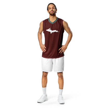 Michigan Upper Peninsula Basketball Jersey (w/ UP Outline) | Unisex - Cherrywood Red