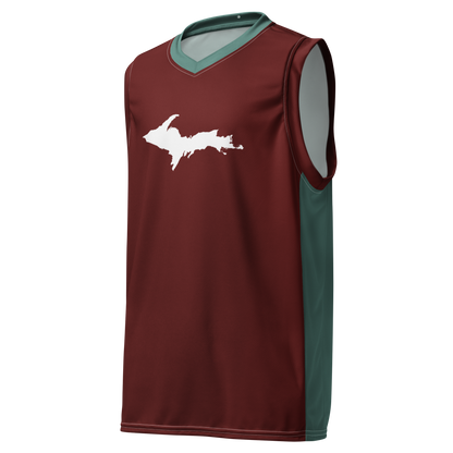 Michigan Upper Peninsula Basketball Jersey (w/ UP Outline) | Unisex - Cherrywood Red