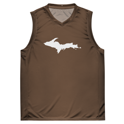 Michigan Upper Peninsula Basketball Jersey (w/ UP Outline) | Unisex - Coffee Color