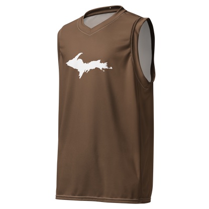 Michigan Upper Peninsula Basketball Jersey (w/ UP Outline) | Unisex - Coffee Color