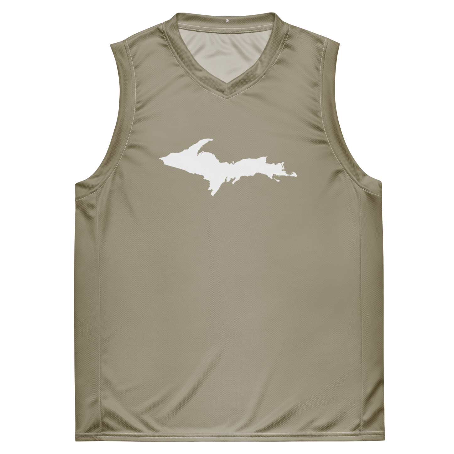 Michigan Upper Peninsula Basketball Jersey (w/ UP Outline) | Unisex - Petoskey Stone Beige