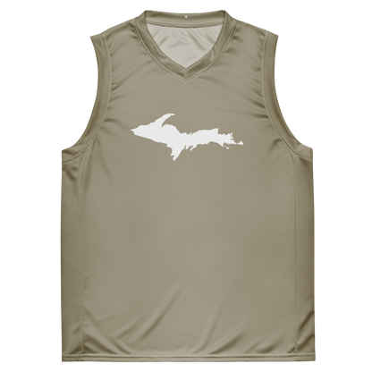 Michigan Upper Peninsula Basketball Jersey (w/ UP Outline) | Unisex - Petoskey Stone Beige