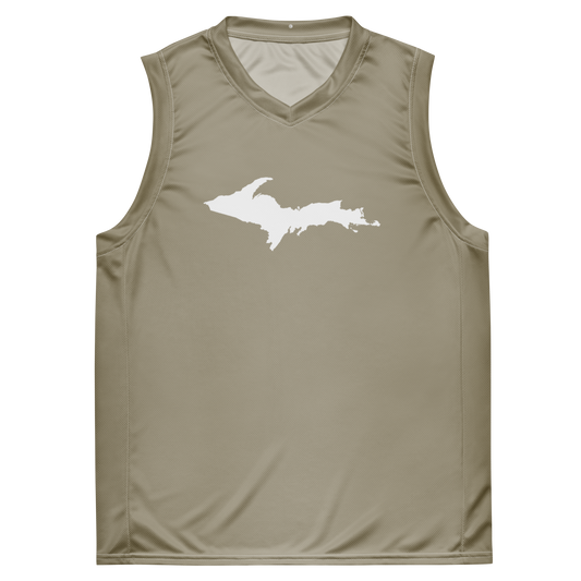 Michigan Upper Peninsula Basketball Jersey (w/ UP Outline) | Unisex - Petoskey Stone Beige