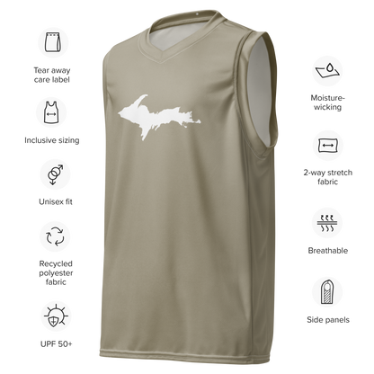 Michigan Upper Peninsula Basketball Jersey (w/ UP Outline) | Unisex - Petoskey Stone Beige