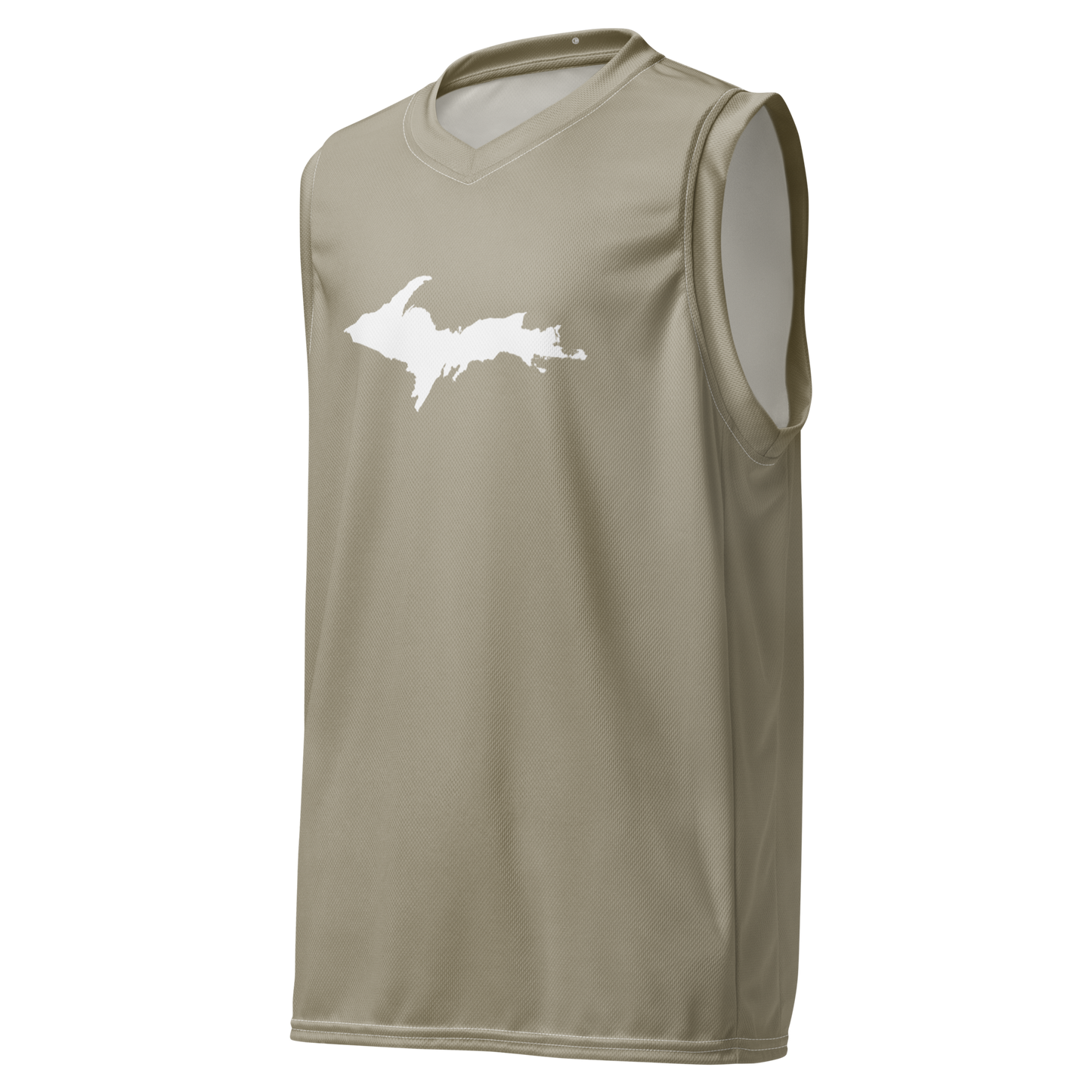 Michigan Upper Peninsula Basketball Jersey (w/ UP Outline) | Unisex - Petoskey Stone Beige