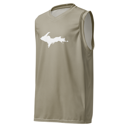 Michigan Upper Peninsula Basketball Jersey (w/ UP Outline) | Unisex - Petoskey Stone Beige