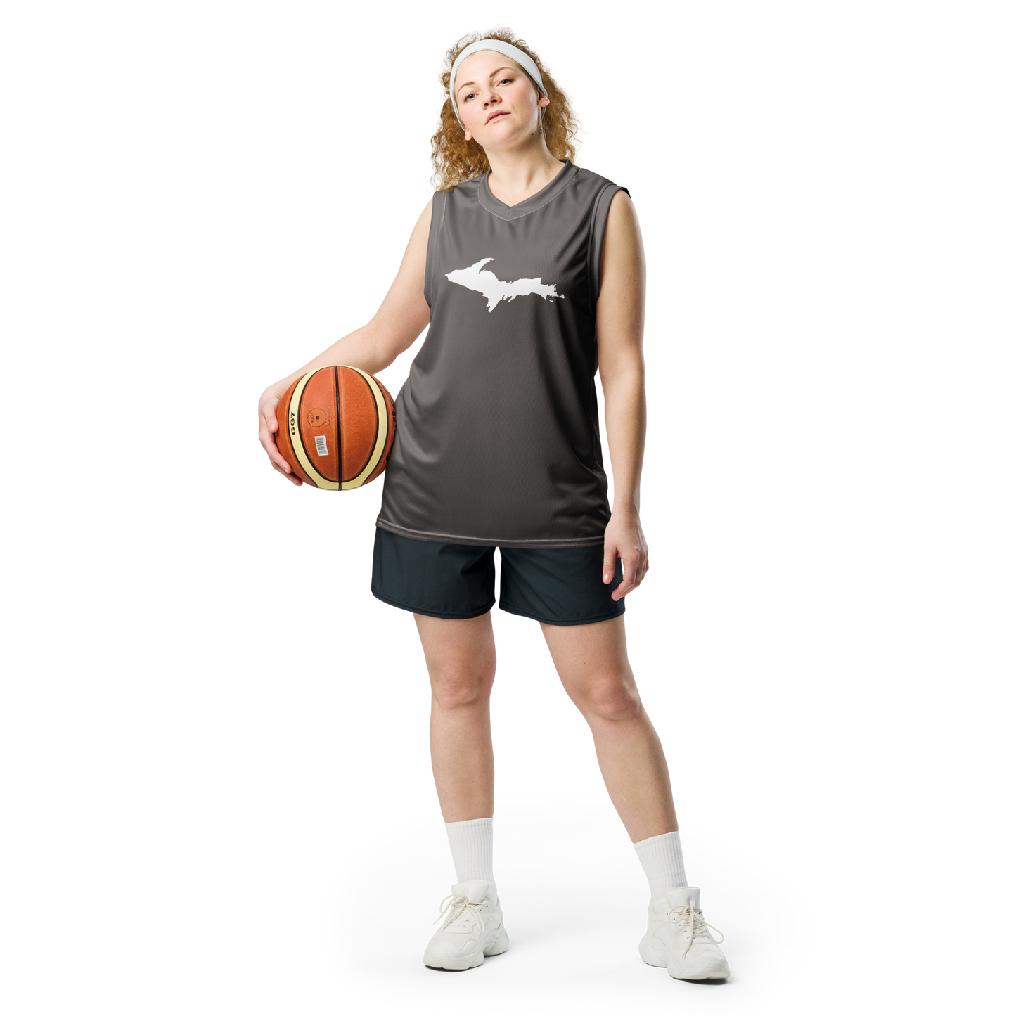 Michigan Upper Peninsula Basketball Jersey (w/ UP Outline) | Unisex - Warren Tank Grey