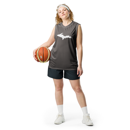 Michigan Upper Peninsula Basketball Jersey (w/ UP Outline) | Unisex - Warren Tank Grey