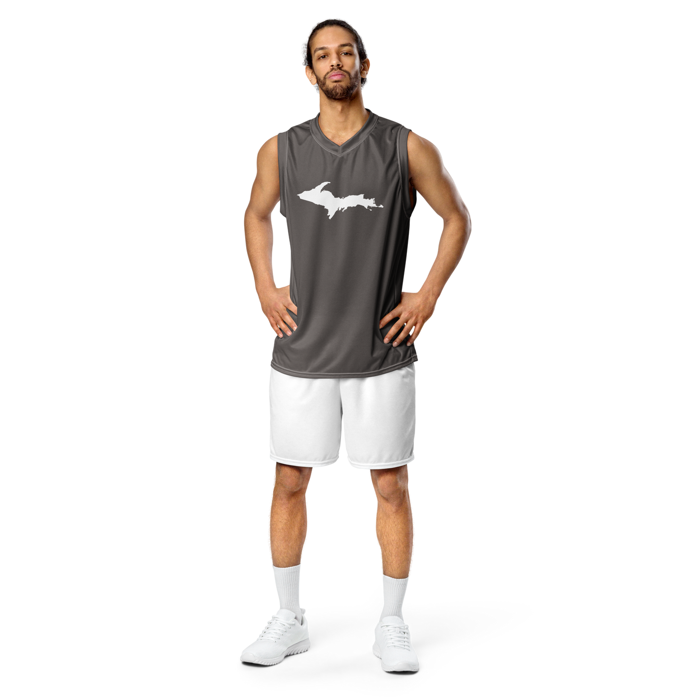 Michigan Upper Peninsula Basketball Jersey (w/ UP Outline) | Unisex - Warren Tank Grey