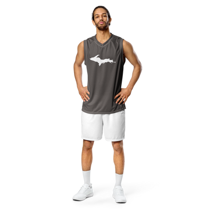 Michigan Upper Peninsula Basketball Jersey (w/ UP Outline) | Unisex - Warren Tank Grey