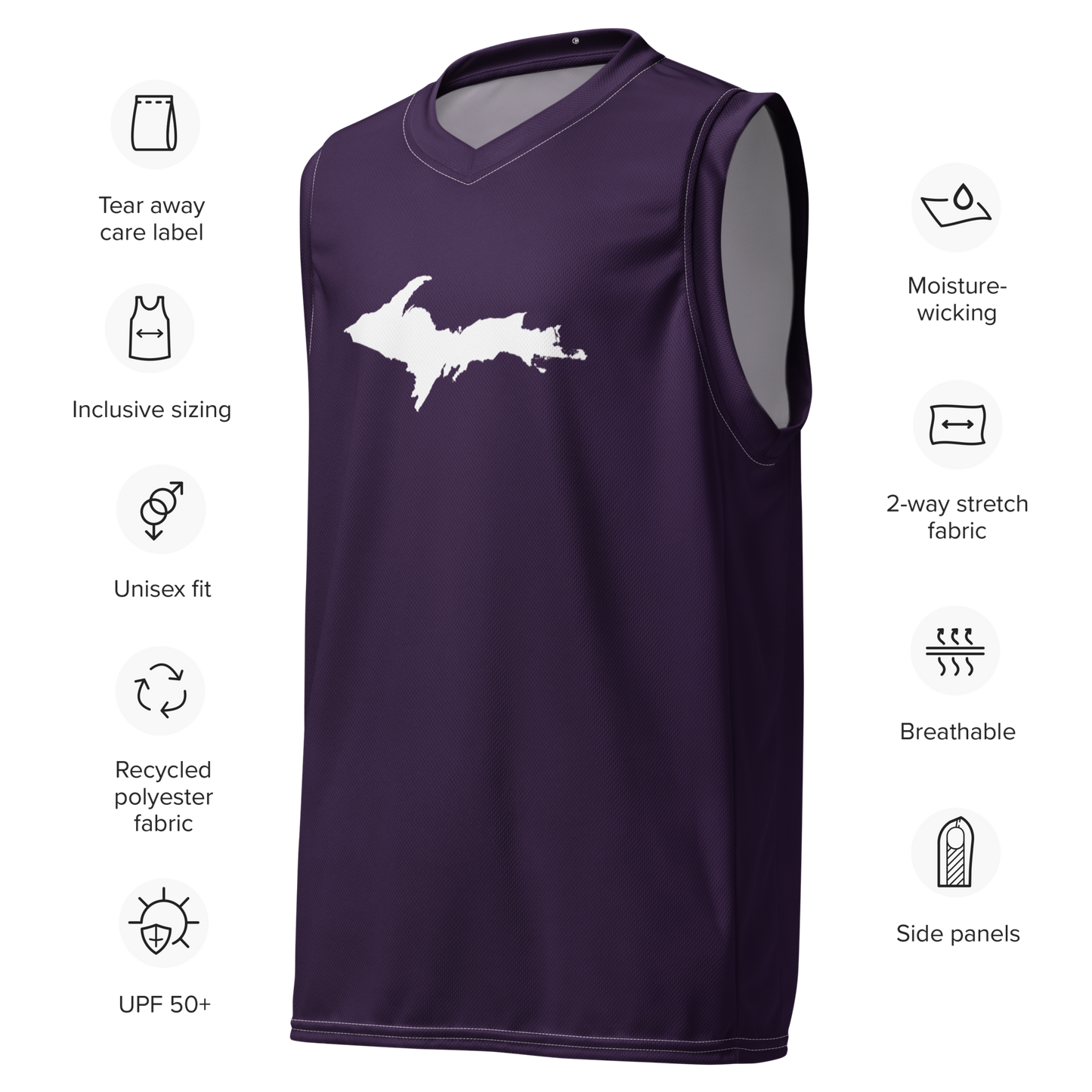 Michigan Upper Peninsula Basketball Jersey (w/ UP Outline) | Unisex - Blackcurrant