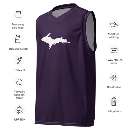 Michigan Upper Peninsula Basketball Jersey (w/ UP Outline) | Unisex - Blackcurrant