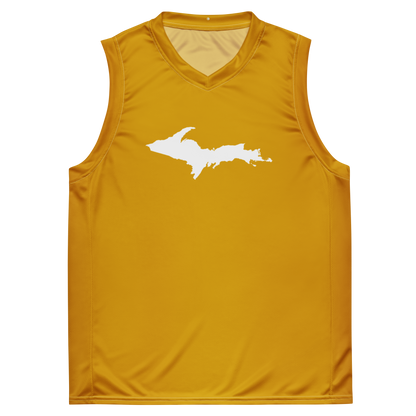 Michigan Upper Peninsula Basketball Jersey (w/ UP Outline) | Unisex - Gold