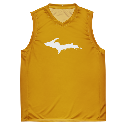 Michigan Upper Peninsula Basketball Jersey (w/ UP Outline) | Unisex - Gold