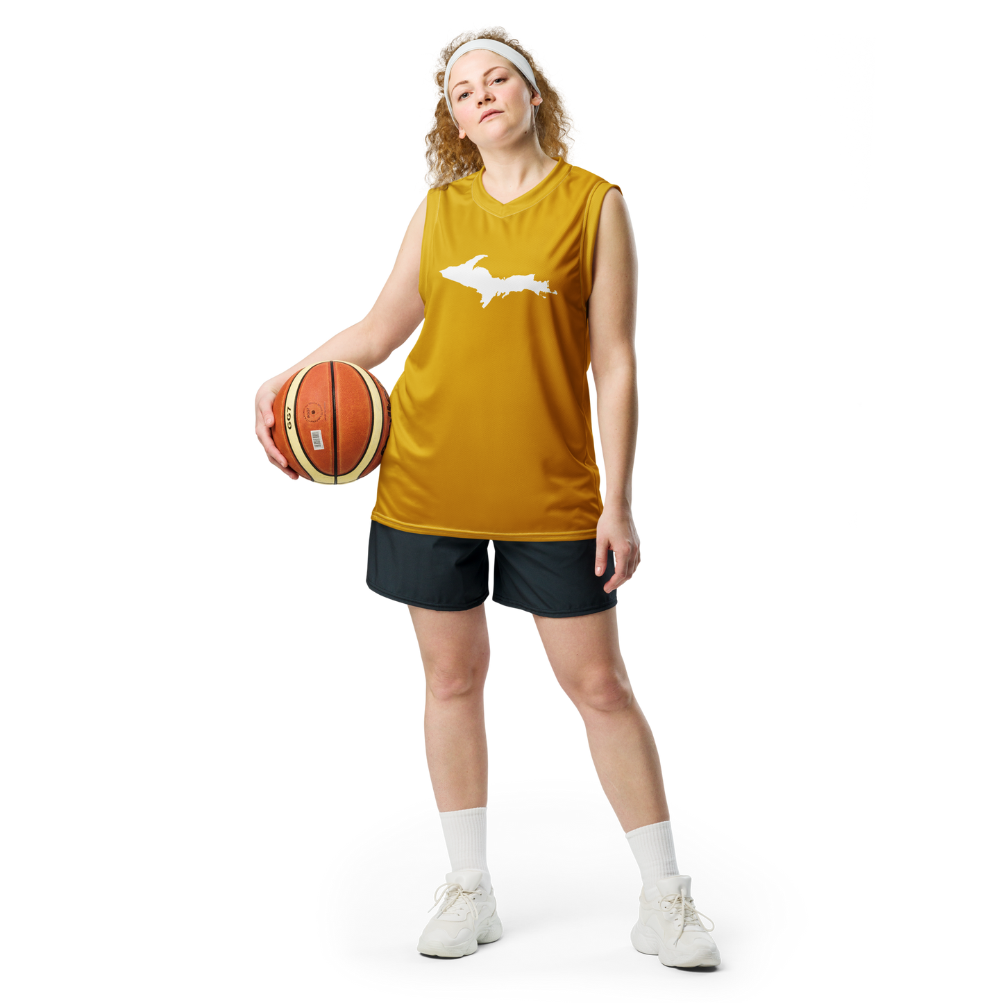 Michigan Upper Peninsula Basketball Jersey (w/ UP Outline) | Unisex - Gold