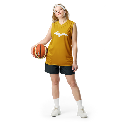 Michigan Upper Peninsula Basketball Jersey (w/ UP Outline) | Unisex - Gold