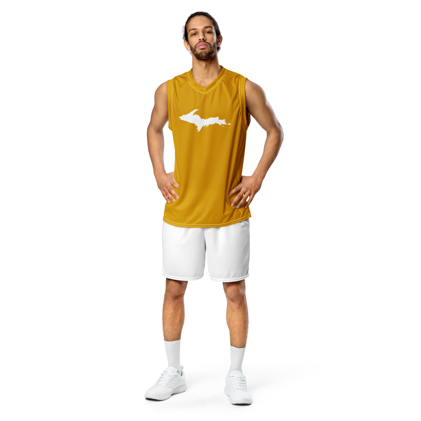 Michigan Upper Peninsula Basketball Jersey (w/ UP Outline) | Unisex - Gold