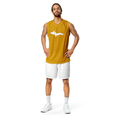 Michigan Upper Peninsula Basketball Jersey (w/ UP Outline) | Unisex - Gold