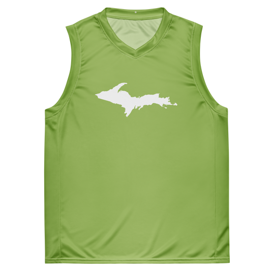 Michigan Upper Peninsula Basketball Jersey (w/ UP Outline) | Unisex - Gooseberry Green