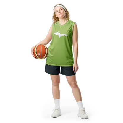 Michigan Upper Peninsula Basketball Jersey (w/ UP Outline) | Unisex - Gooseberry Green