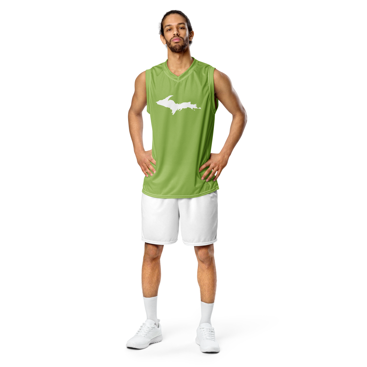 Michigan Upper Peninsula Basketball Jersey (w/ UP Outline) | Unisex - Gooseberry Green