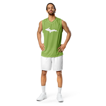 Michigan Upper Peninsula Basketball Jersey (w/ UP Outline) | Unisex - Gooseberry Green