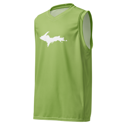 Michigan Upper Peninsula Basketball Jersey (w/ UP Outline) | Unisex - Gooseberry Green