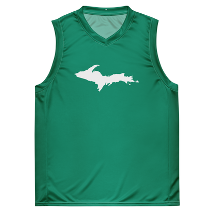 Michigan Upper Peninsula Basketball Jersey (w/ UP Outline) | Unisex - Emerald Green