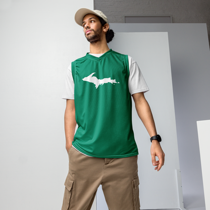 Michigan Upper Peninsula Basketball Jersey (w/ UP Outline) | Unisex - Emerald Green