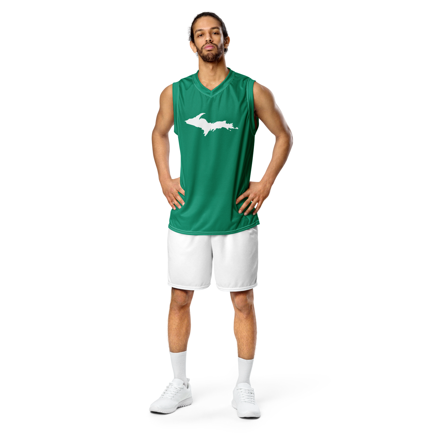 Michigan Upper Peninsula Basketball Jersey (w/ UP Outline) | Unisex - Emerald Green