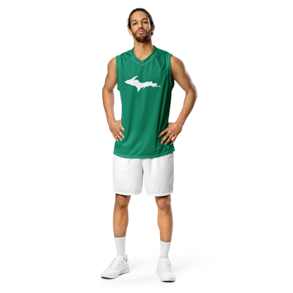 Michigan Upper Peninsula Basketball Jersey (w/ UP Outline) | Unisex - Emerald Green