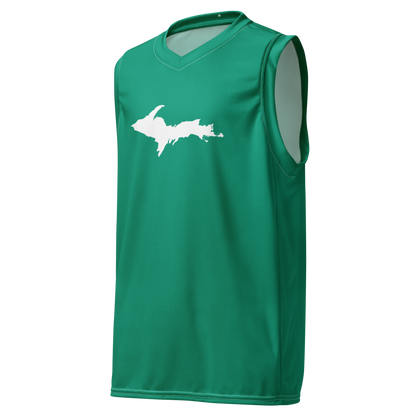 Michigan Upper Peninsula Basketball Jersey (w/ UP Outline) | Unisex - Emerald Green