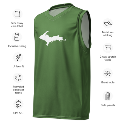 Michigan Upper Peninsula Basketball Jersey (w/ UP Outline) | Unisex - Pine Green