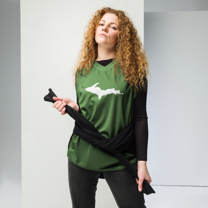 Michigan Upper Peninsula Basketball Jersey (w/ UP Outline) | Unisex - Pine Green